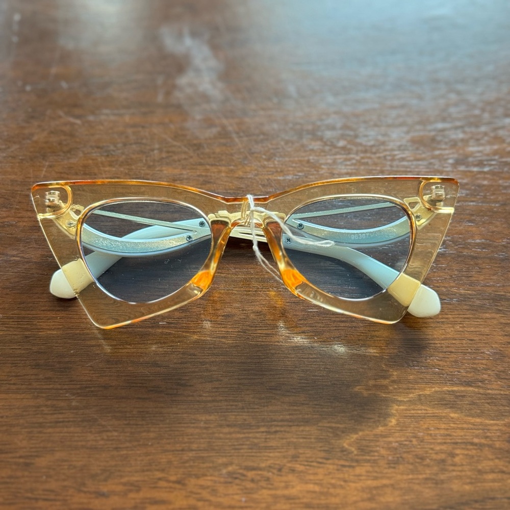 Vintage Orange/Blue Cat-Eye Glasses